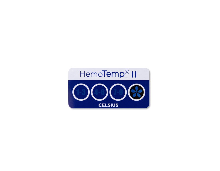 HemoTemp II — Temperature indicator for blood containers